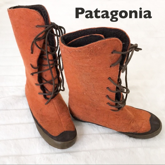 Patagonia Shoes - Patagonia leather lace up wool boots